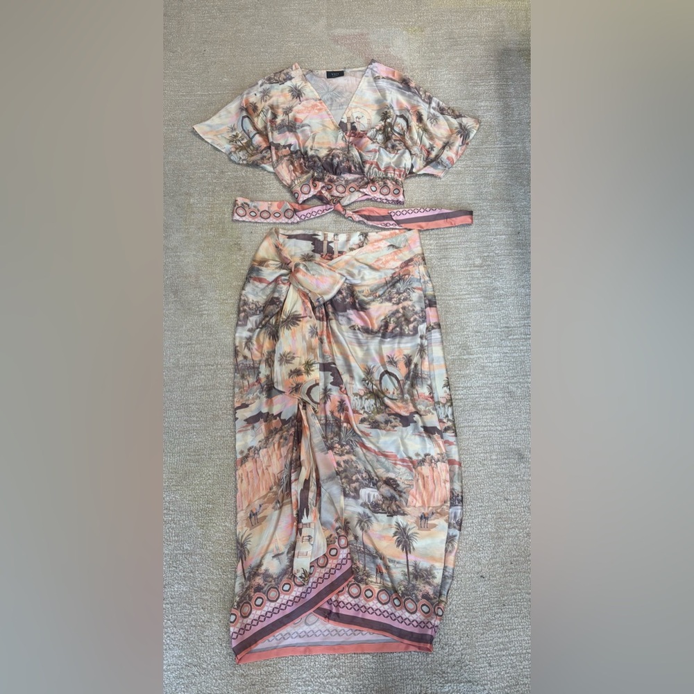Vici Peach Multi-Color Wrap Skirt